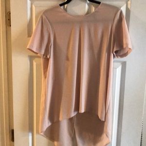 BCBG Pink Soft Blouse with hi-low cutout Back
